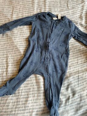 GAP Blue Zip Footed Kids Pajamas with Subtle Print